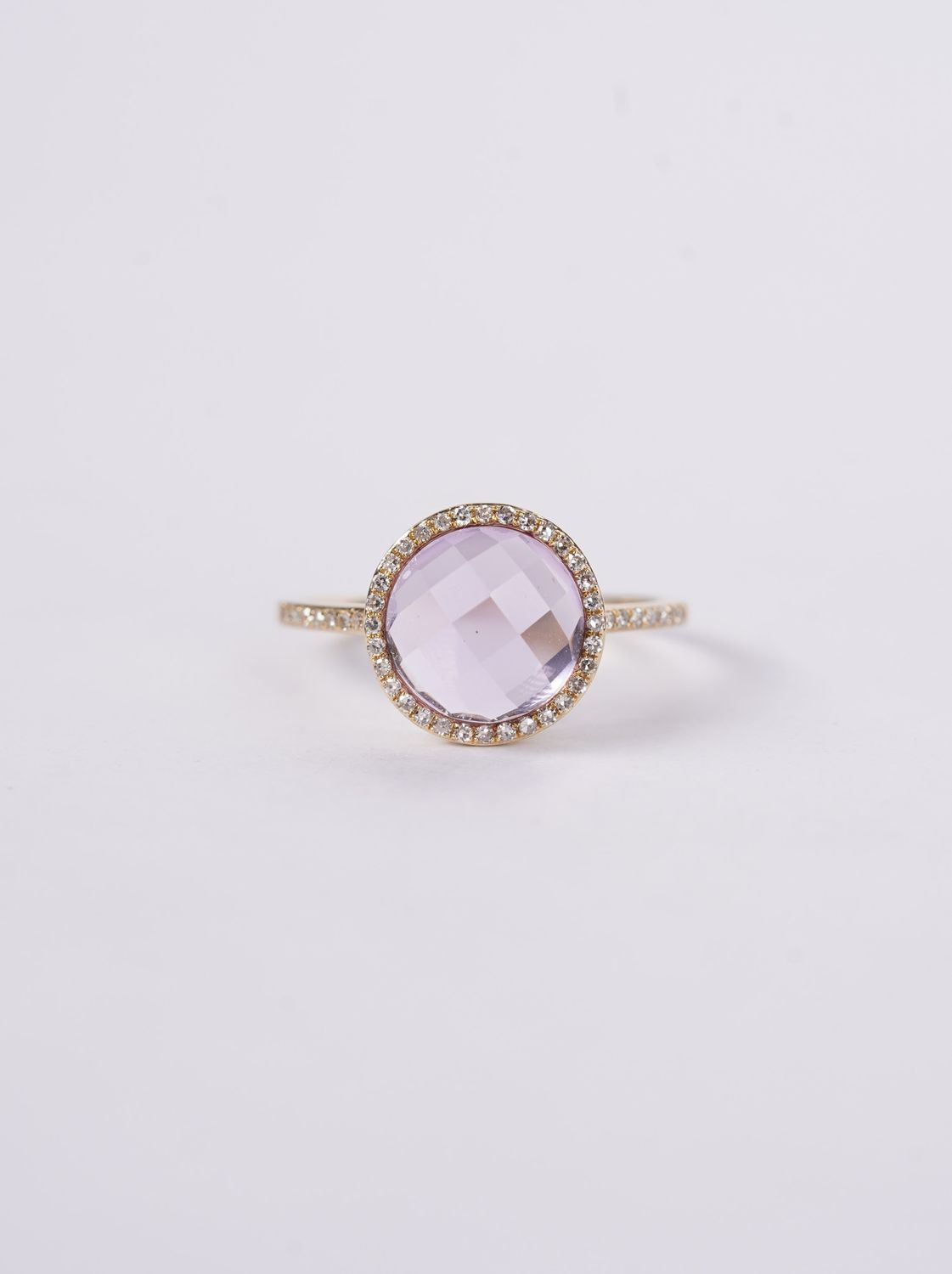 NVD- 14KY 2.43g 2.85ctw (2.70ctr) Amethyst &amp; Diamond Halo Ring (size 7)