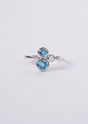 NLDX- 14KW 3.21g 1.03ctw Blue Topaz &amp; Diamond Bezel Fashion Ring (size 7)