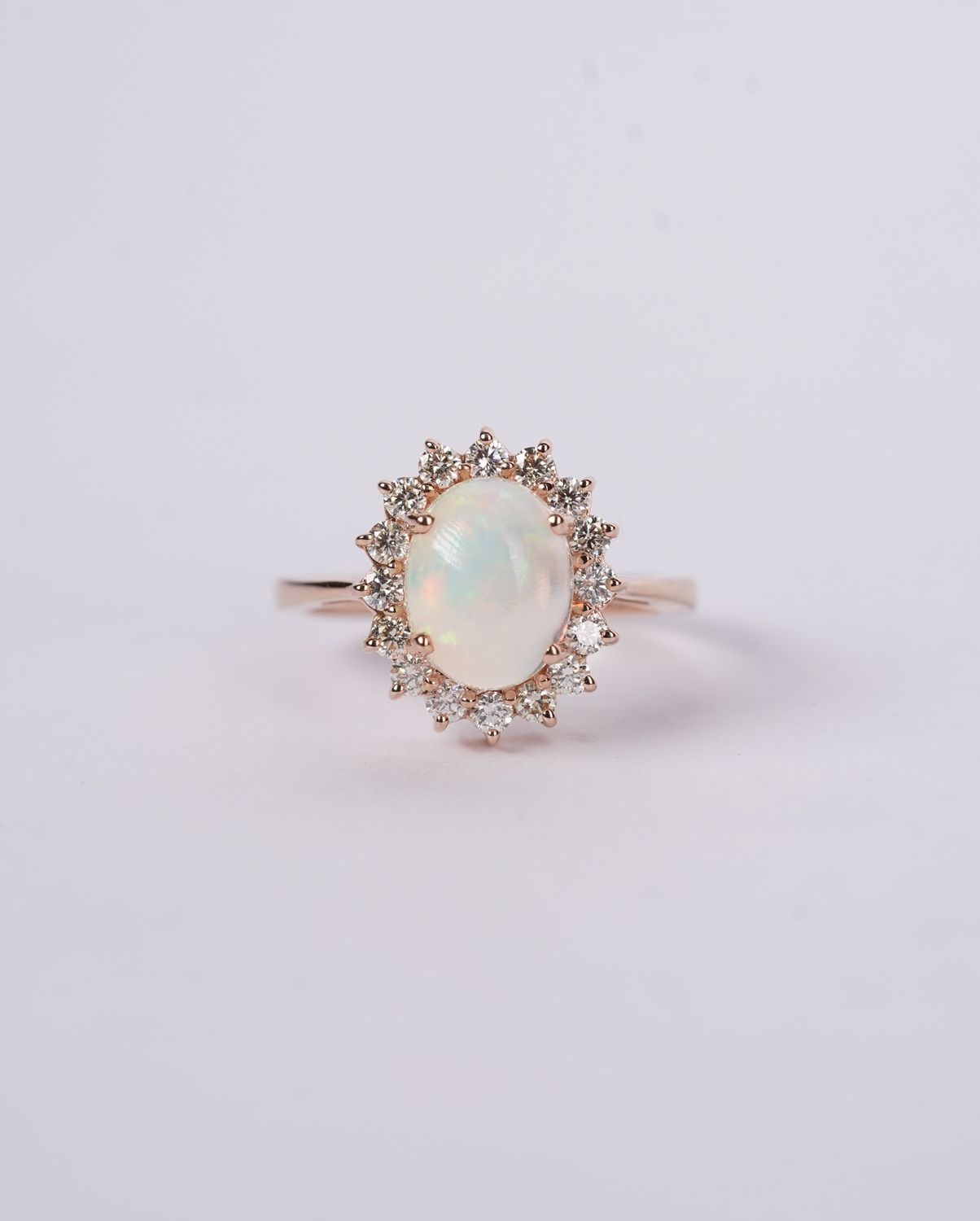 IETX- 14KR 3.72g 2.35ctw (1.70ctr) Opal &amp; Diamond Halo Ring (size 7)
