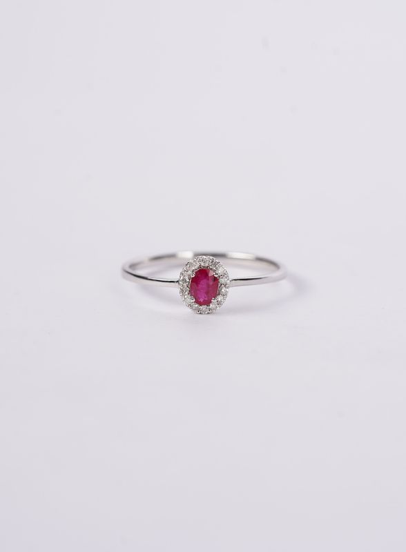 VDT- 10KW 1.00g .26ctw (.18ctr) Ruby &amp; Diamond Halo Fashion Ring (size 7)