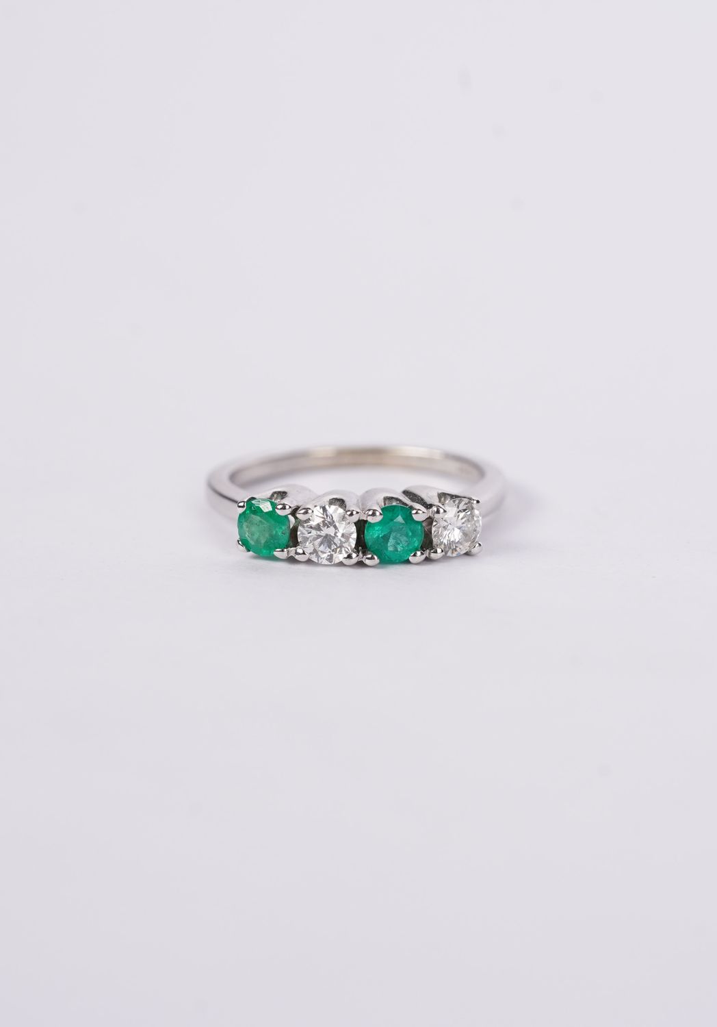 ADT-14KW 2.6g .35ctw Diamond .40ctw Emerald Stackable Band (size 5.25)