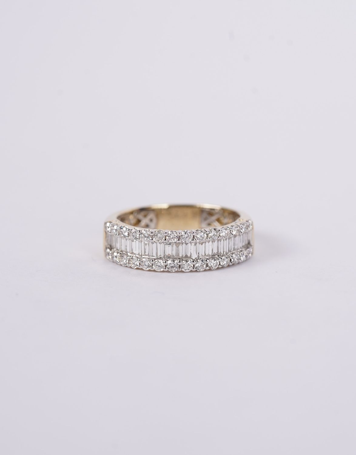 VTPT- 14KY 5.33g 1.05ctw Baguette &amp; Round Diamond Fashion Ring (size 7.5)