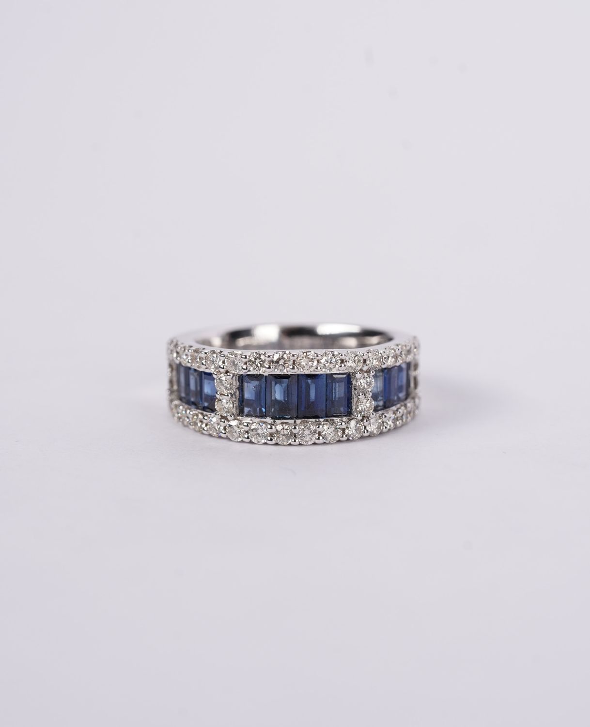 VADI- 14KW 8.91g 3.67ctw Sapphire &amp; Diamond Fashion Ring (size 7.5)