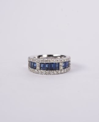 VADI- 14KW 8.91g 3.67ctw Sapphire &amp; Diamond Fashion Ring (size 7.5)