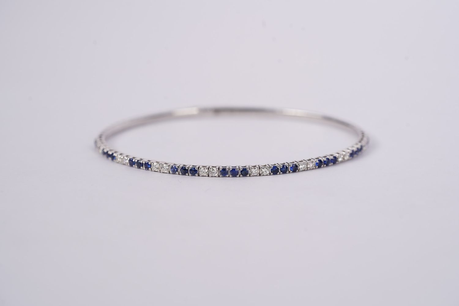 LDTX- 14KW 6.08g .93ctw Sapphire &amp; Diamond Flex Bangle Bracelet