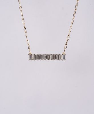 VITT- 14KY 5.20g 1.69ctw Baguette Diamond Bar Necklace 18&quot;