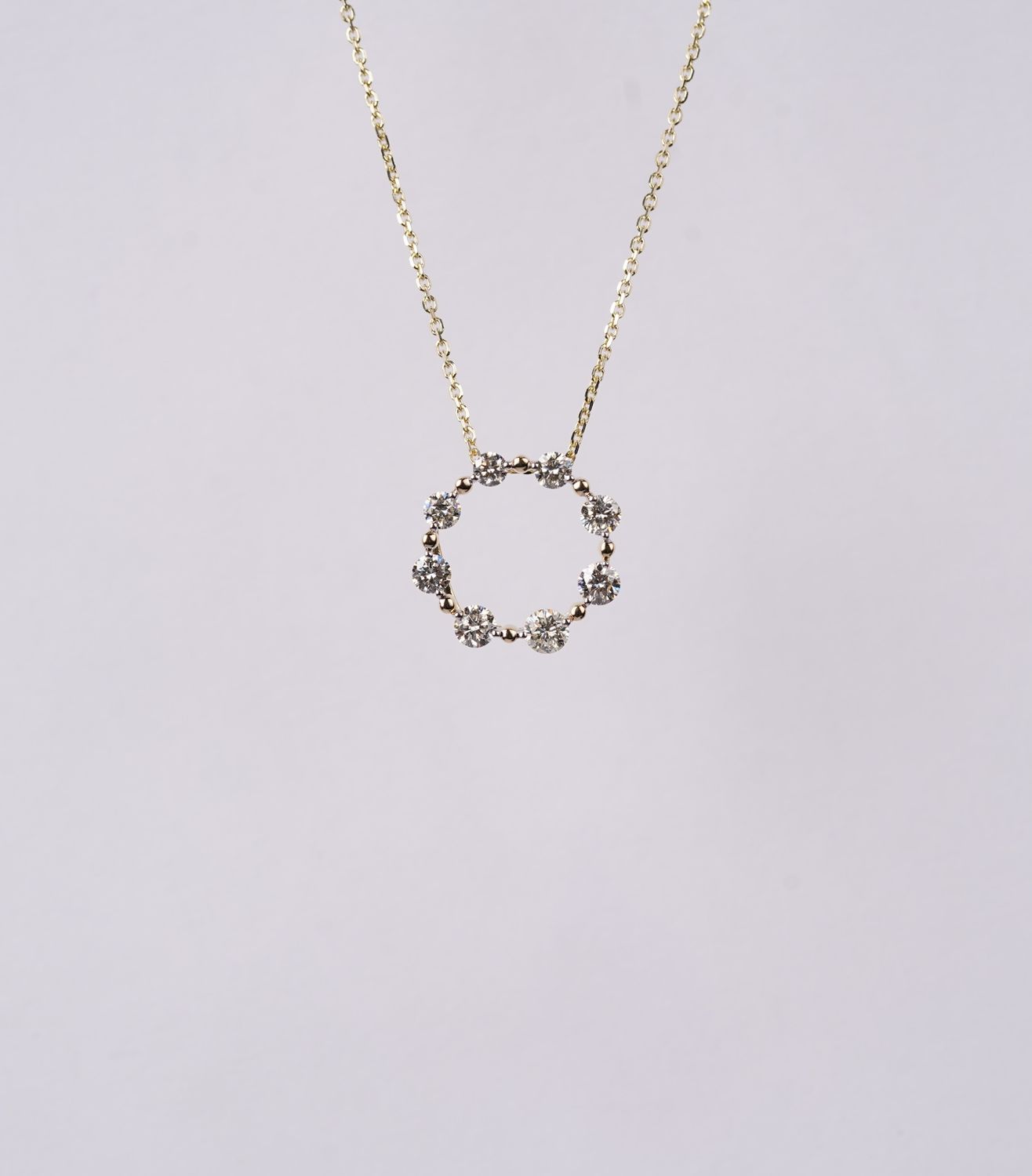 BNRX- 14KY 3.00g .83ctw Diamond Circle Necklace 16-18&quot;