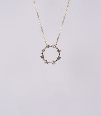 BNRX- 14KY 3.00g .83ctw Diamond Circle Necklace 16-18&quot;