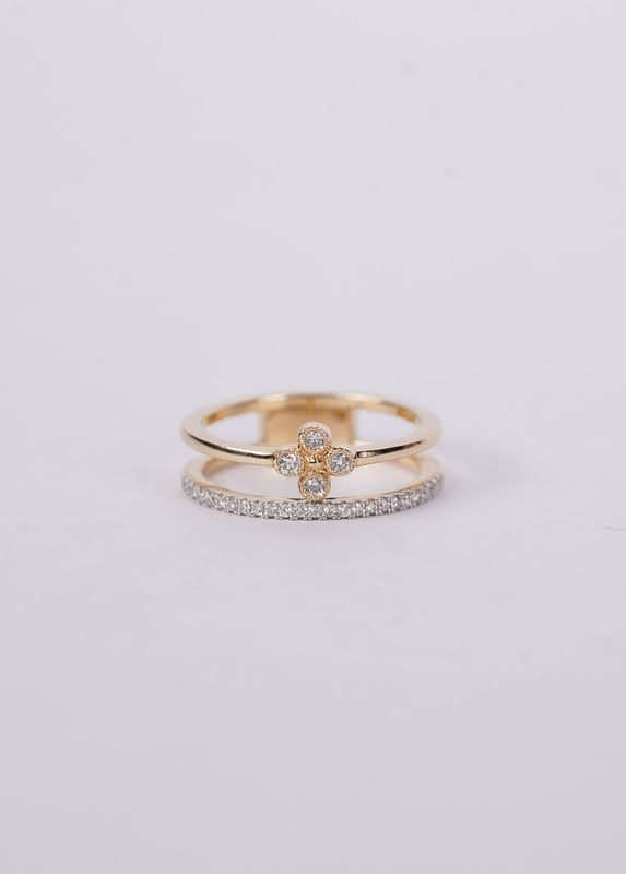 EETX- 14KY 3.70g .20ctw Diamond Double Band Fashion Ring (size 7)