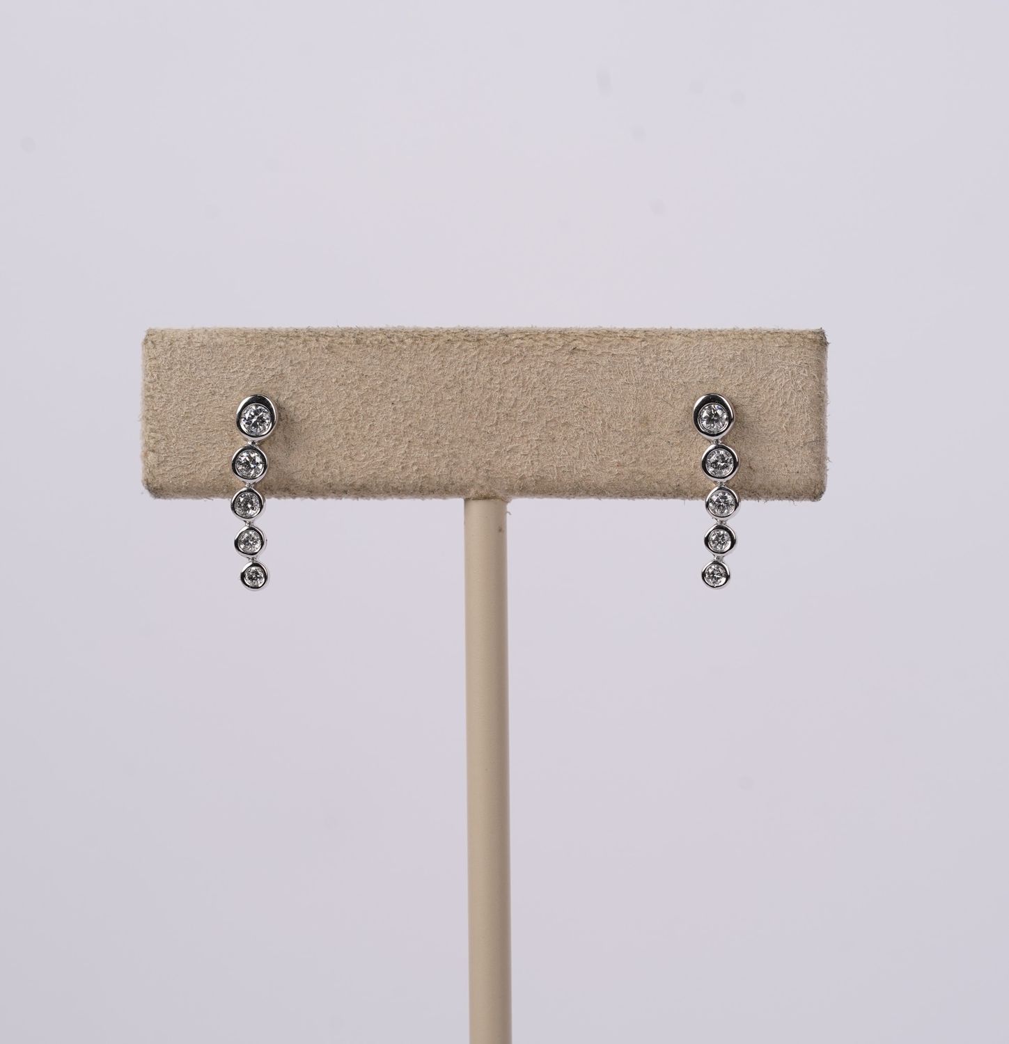 ALR- 14KW 1.15g .20ctw Diamond Bezel Drop Earrings