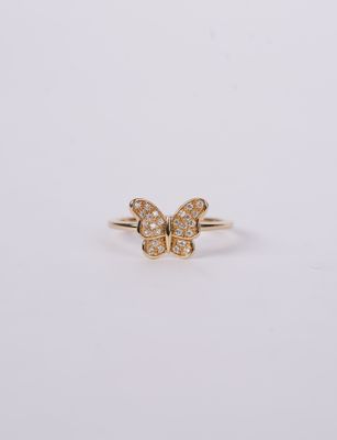 NTI- 14KY 2.14g .13ctw Diamond Butterfly Fashion Ring (size 7)