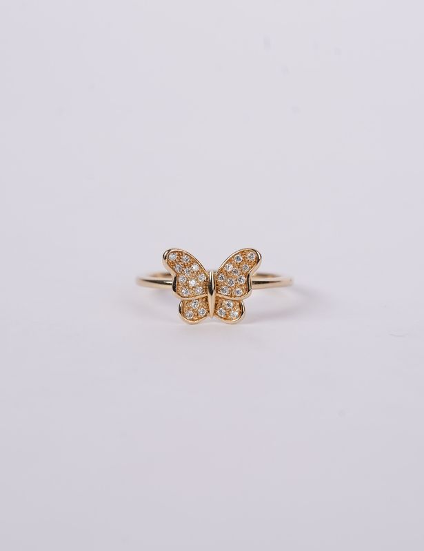 NTI- 14KY 2.14g .13ctw Diamond Butterfly Fashion Ring (size 7)