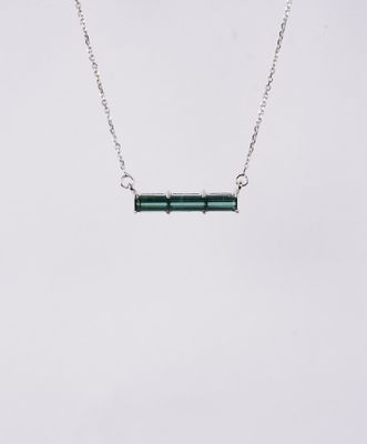 DABX- 14KW 3.20g 1.78ct Blue/Green Tourmaline Solitaire Necklace 16-18&quot;