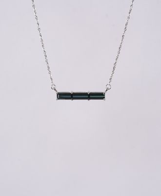 DABX- 14KW 3.57g 1.95ct Blue/Green Tourmaline Solitaire Necklace 16-18&quot;