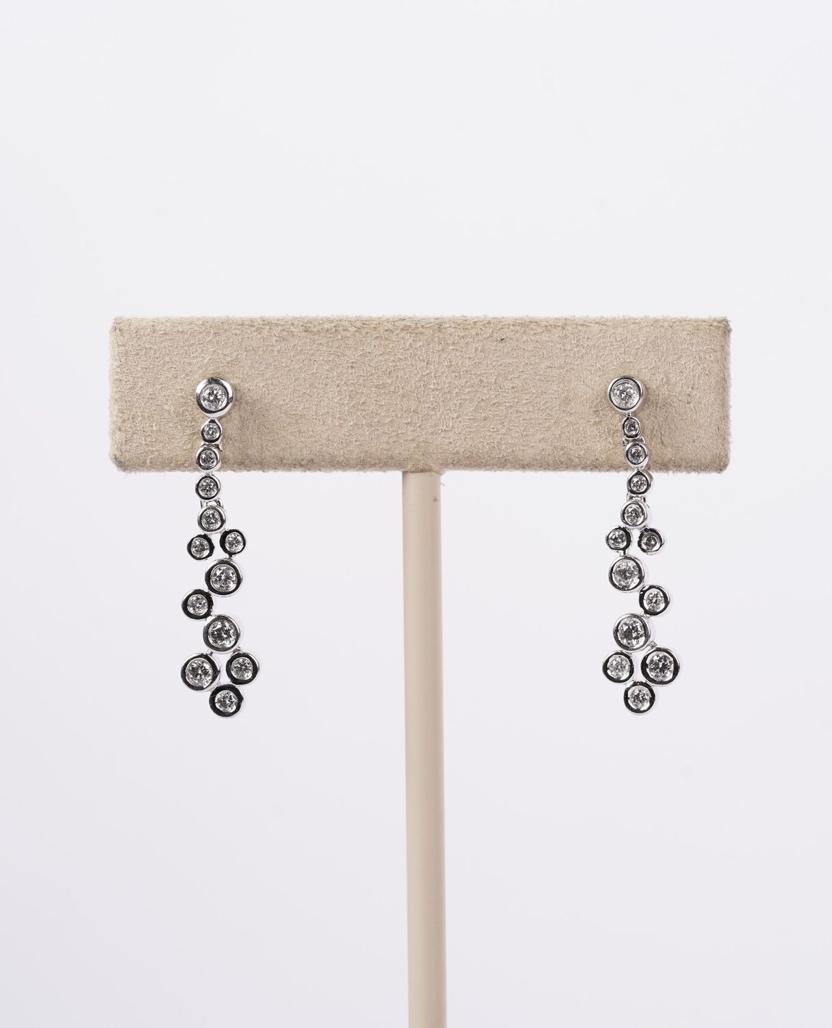 RAIX- 14KW 3.34g .48ctw Diamond Bezel Dangle Earrings