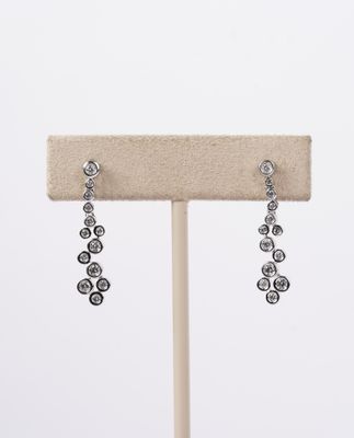 RAIX- 14KW 3.34g .48ctw Diamond Bezel Dangle Earrings