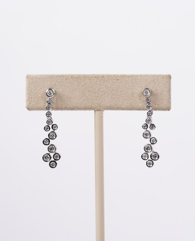 RAIX- 14KW 3.34g .48ctw Diamond Bezel Dangle Earrings
