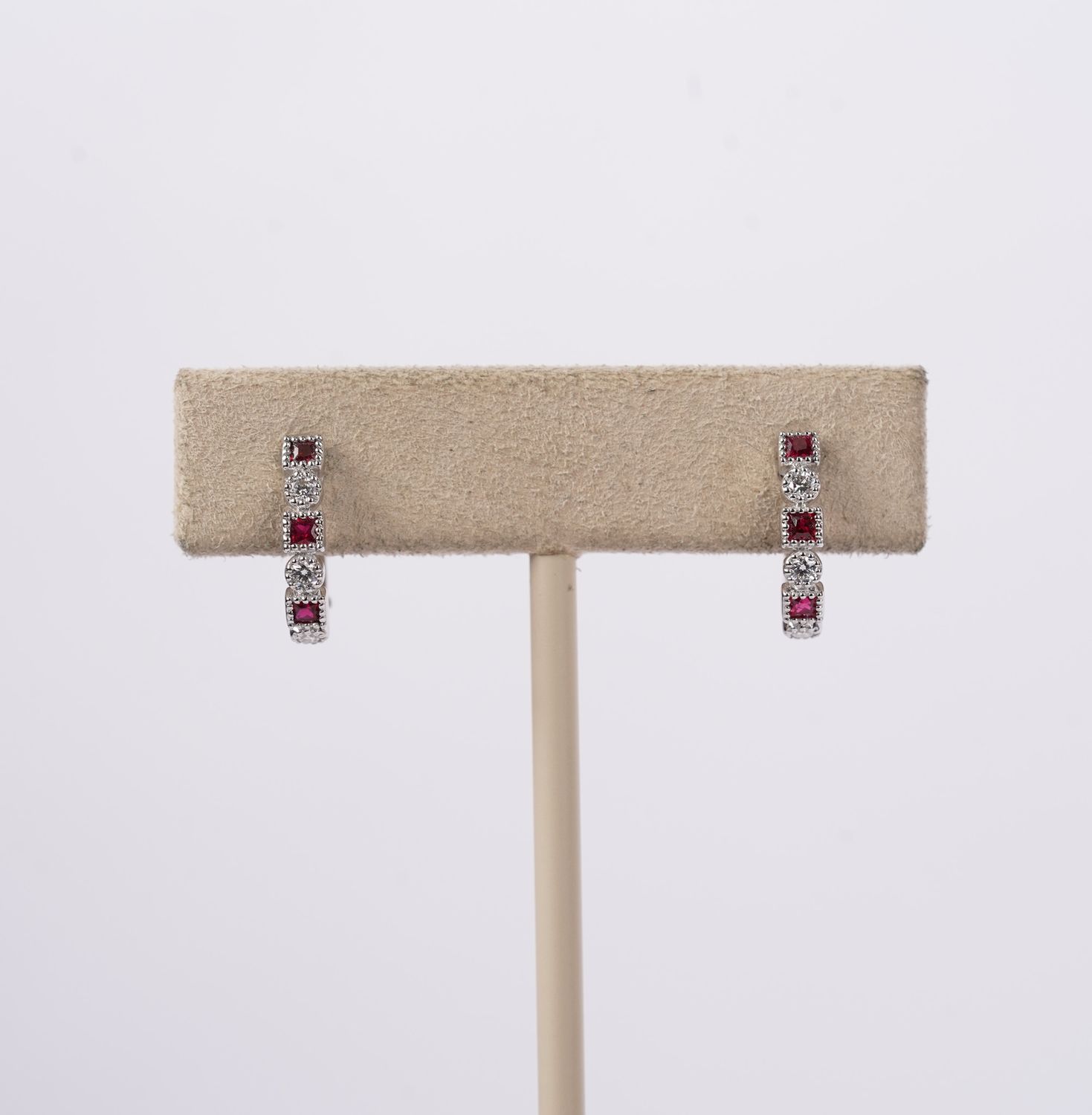 NRT-18KW 2.0g .40ctw Ruby &amp; Diamond Hoop Earrings