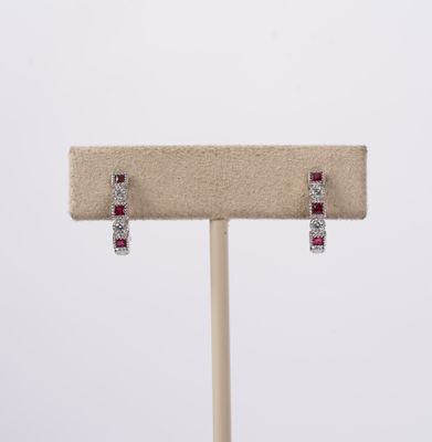 NRT-18KW 2.0g .40ctw Ruby &amp; Diamond Hoop Earrings