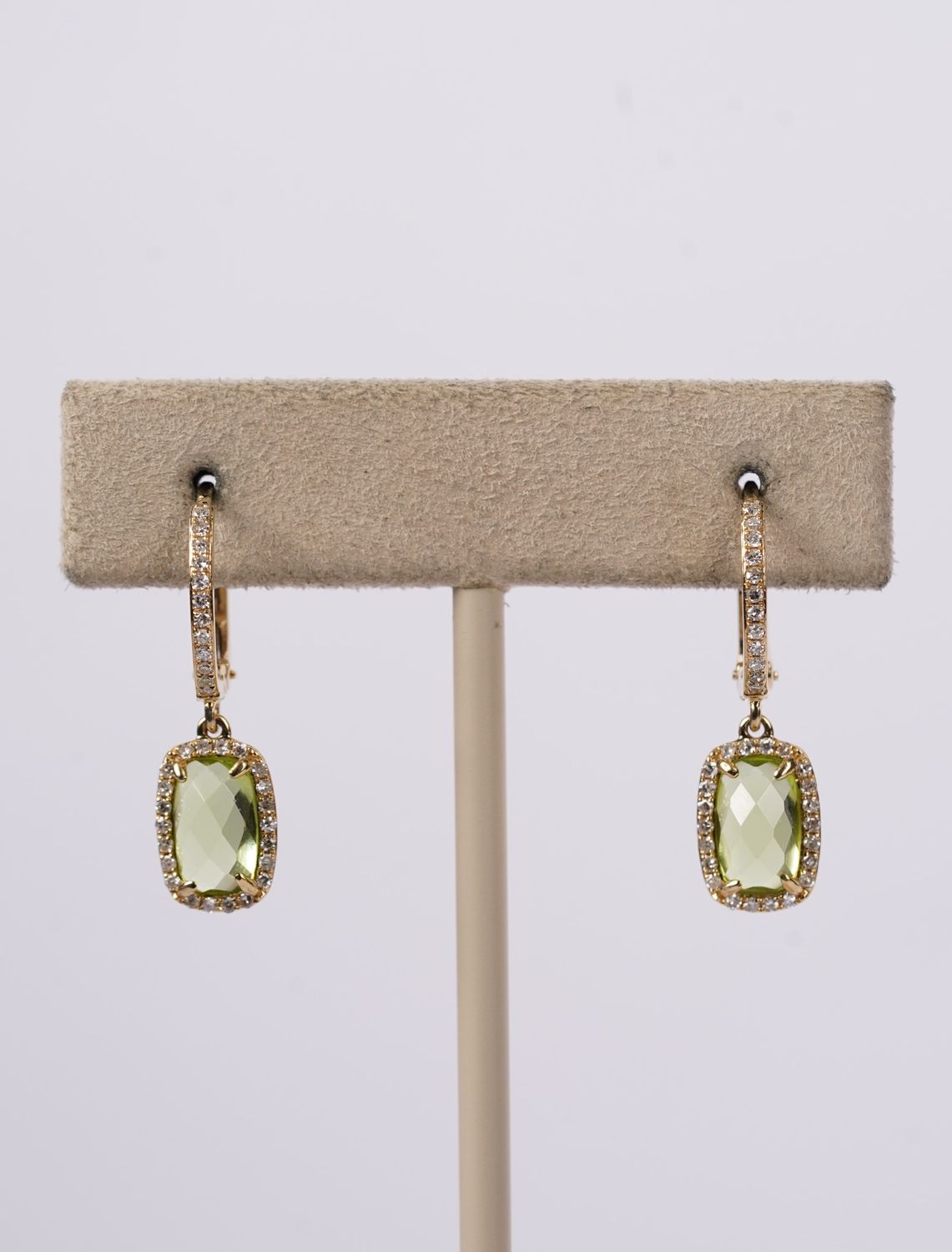 ENIX- 14KY 1.45g 2.56ctw Peridot &amp; Diamond Halo Fashion Earrings