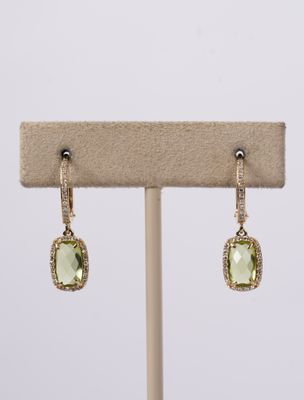 ENIX- 14KY 1.45g 2.56ctw Peridot &amp; Diamond Halo Fashion Earrings