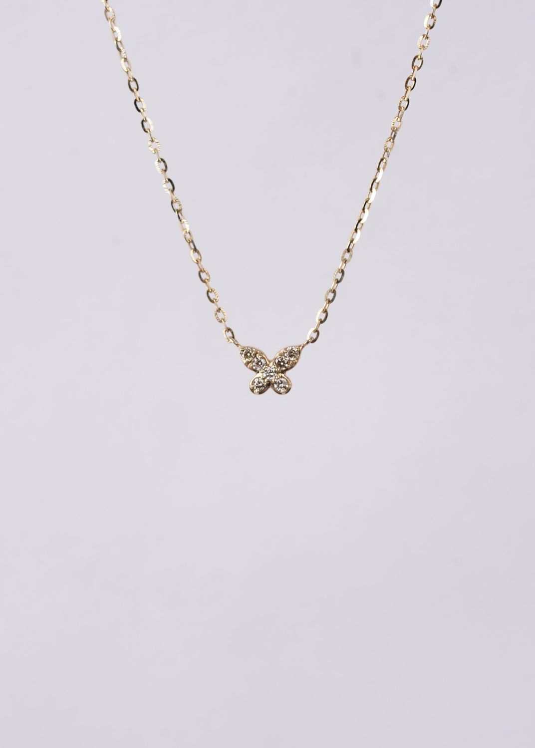 VDE- 14KY 1.35g .06ctw Diamond Butterfly Pendant 16-18&quot;