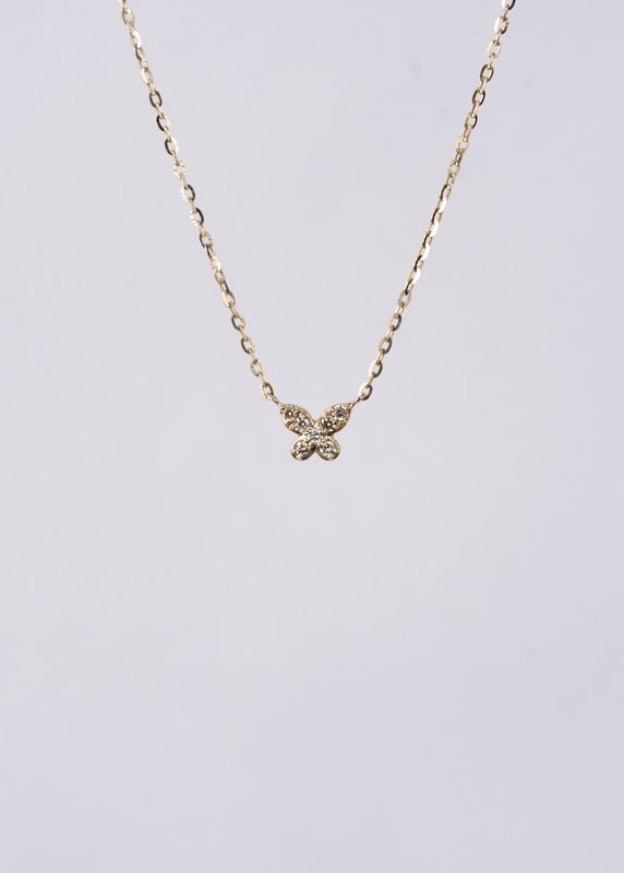 VDE- 14KY 1.35g .06ctw Diamond Butterfly Pendant 16-18&quot;