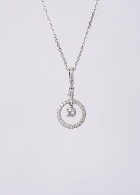NDE- 14KW 2.65g .33ctw Diamond Circle Pendant 16-18&quot;