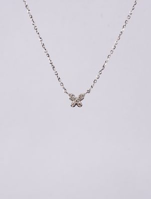 VDE- 14KW 1.35g .06ctw Diamond Butterfly Pendant 16-18&quot;