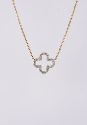 DEAX- 14KY 2.12g .25ctw Diamond Open Clover Pendant 16-18&quot;