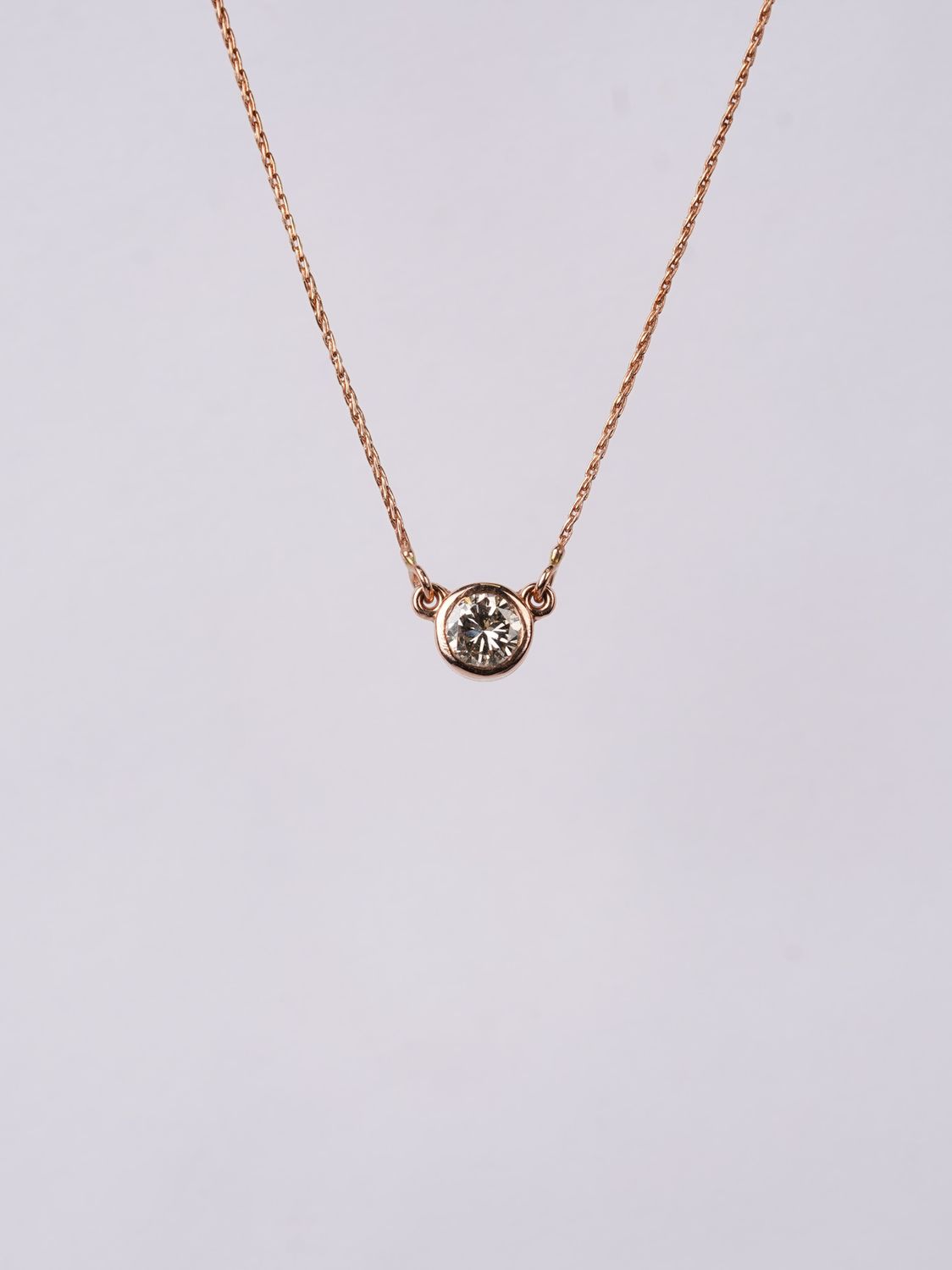 NET- 14KR 2.74g .56ct Fancy Light Brown/SI1 Solitaire Pendant 18&quot;
