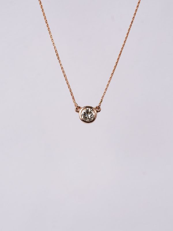 NET- 14KR 2.74g .56ct Fancy Light Brown/SI1 Solitaire Pendant 18&quot;