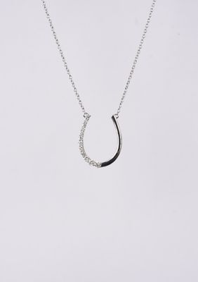 AIE- 16-18&quot; 14KW 1.9g .16ctw Diamond Horseshoe Necklace