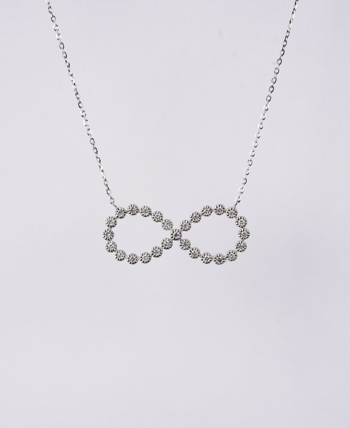 NNI- 14KW 2.80g .25ctw Diamond Milgrain Infinity Pendant 16-18&quot;