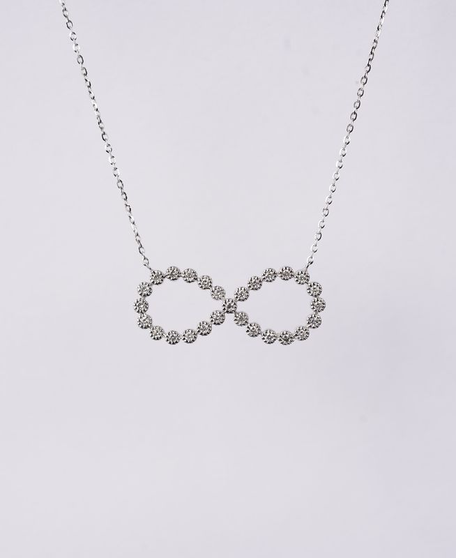 NNI- 14KW 2.80g .25ctw Diamond Milgrain Infinity Pendant 16-18&quot;