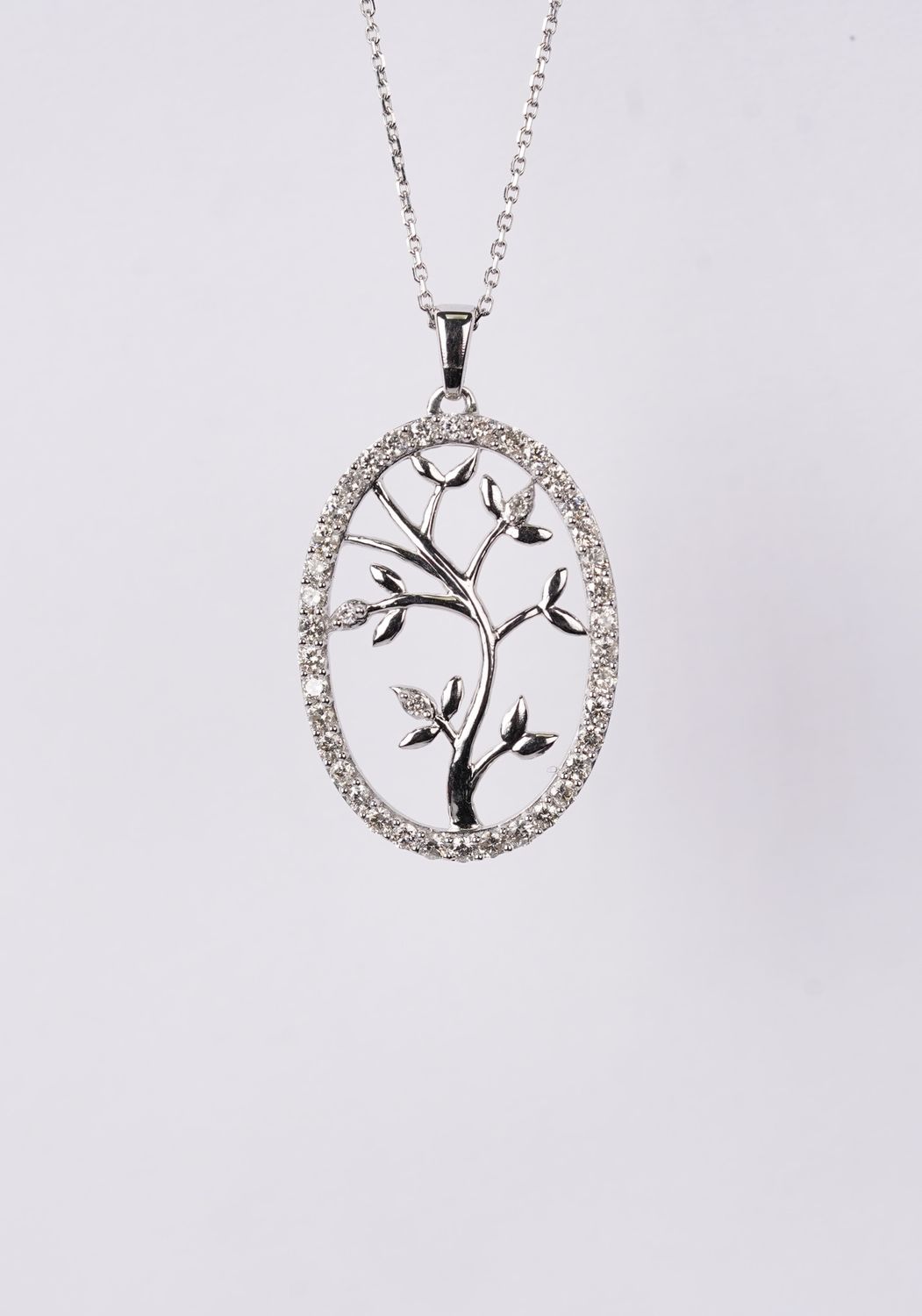 RIDX-14KW 6.1g 1.00ctw  Diamond Tree of Life Pendant16-18&quot;