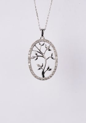 RIDX-14KW 6.1g 1.00ctw  Diamond Tree of Life Pendant16-18&quot;
