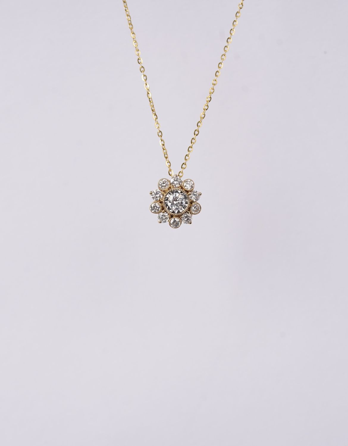 NLE- 14KY 1.80g .60ctw Diamond Halo Pendant 18&quot;