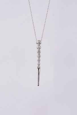 NRT- 14KW 2.00g .20ctw Diamond Bezel Dangle Pendant 18&quot;