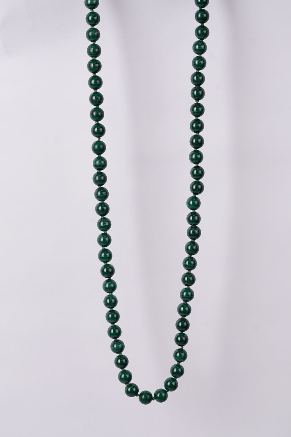 TPT- 8mm Malachite Beaded Necklace 36&quot;