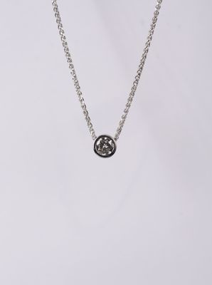 DTTX- 14KW 4.97g .60ct J/SI1 Round Solitaire Diamond Bezel Necklace