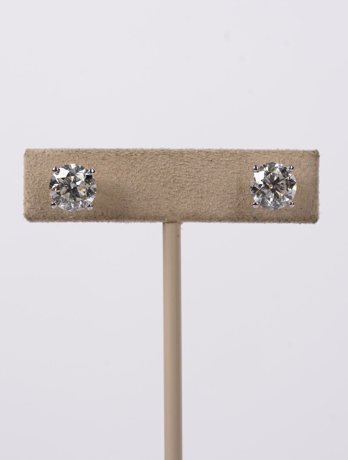 VVETT- 14KW 4.00ctw H-I/SI2-I1 Round Diamond Solitaire Earrings