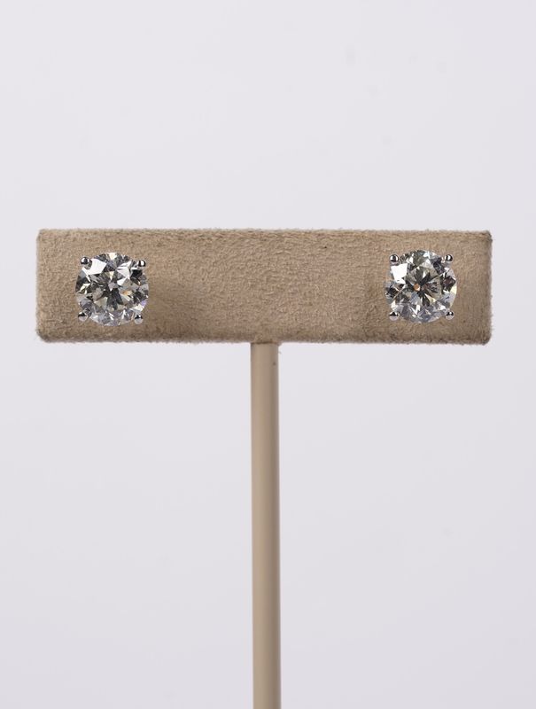 VVETT- 14KW 4.00ctw H-I/SI2-I1 Round Diamond Solitaire Earrings