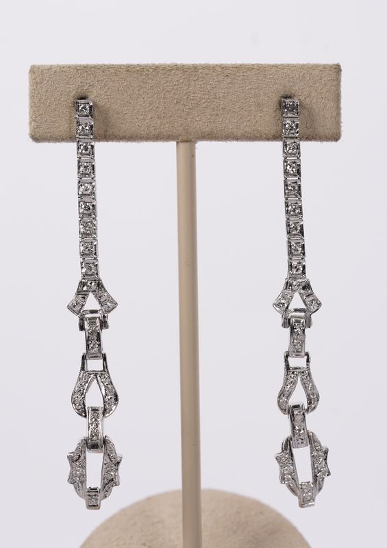 DETX- Platinum 8.87g .35ctw Diamond Vintage Earrings