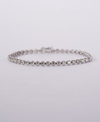 ADTT- 14KW 9.26g 3.20ctw H-I/SI1-SI2 Diamond Bezel Tennis Bracelet 7&quot;