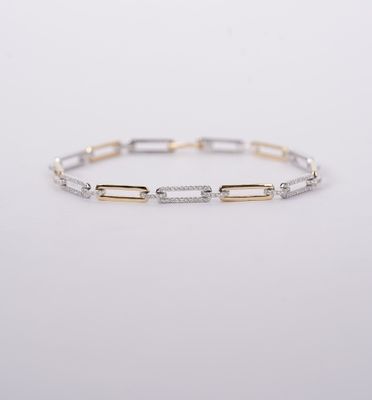 VTET- 14KWY 8.49g .85ctw Diamond Link Chain Bracelet 7.5&quot;