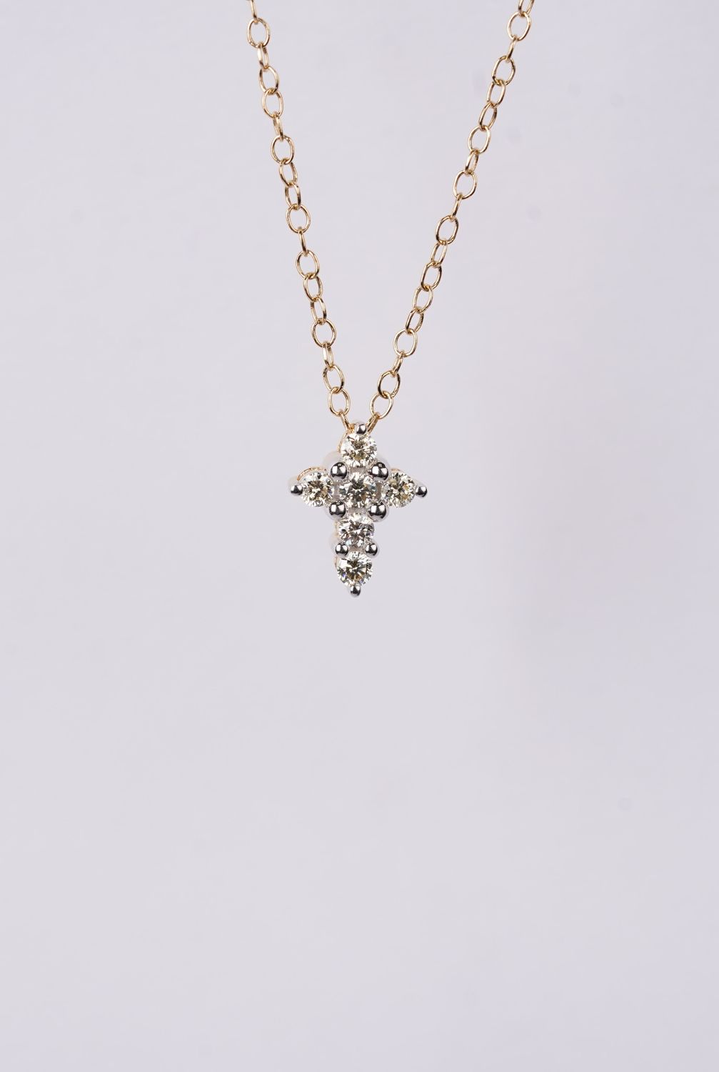 ALB- 14KY 1.55g .18ctw Diamond Cross Necklace 16&quot;