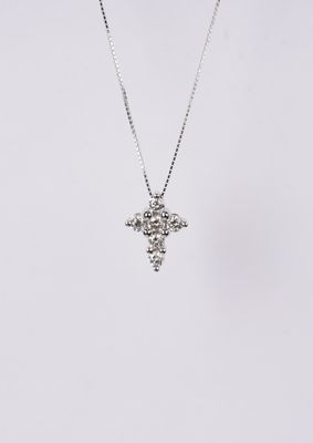 DRTX- 14KW 2.03g .40ctw Diamond Cross Necklace 18&quot;