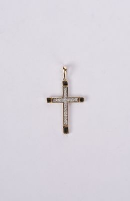 ABE- 14KWY 1.29g .08ctw Diamond Cross