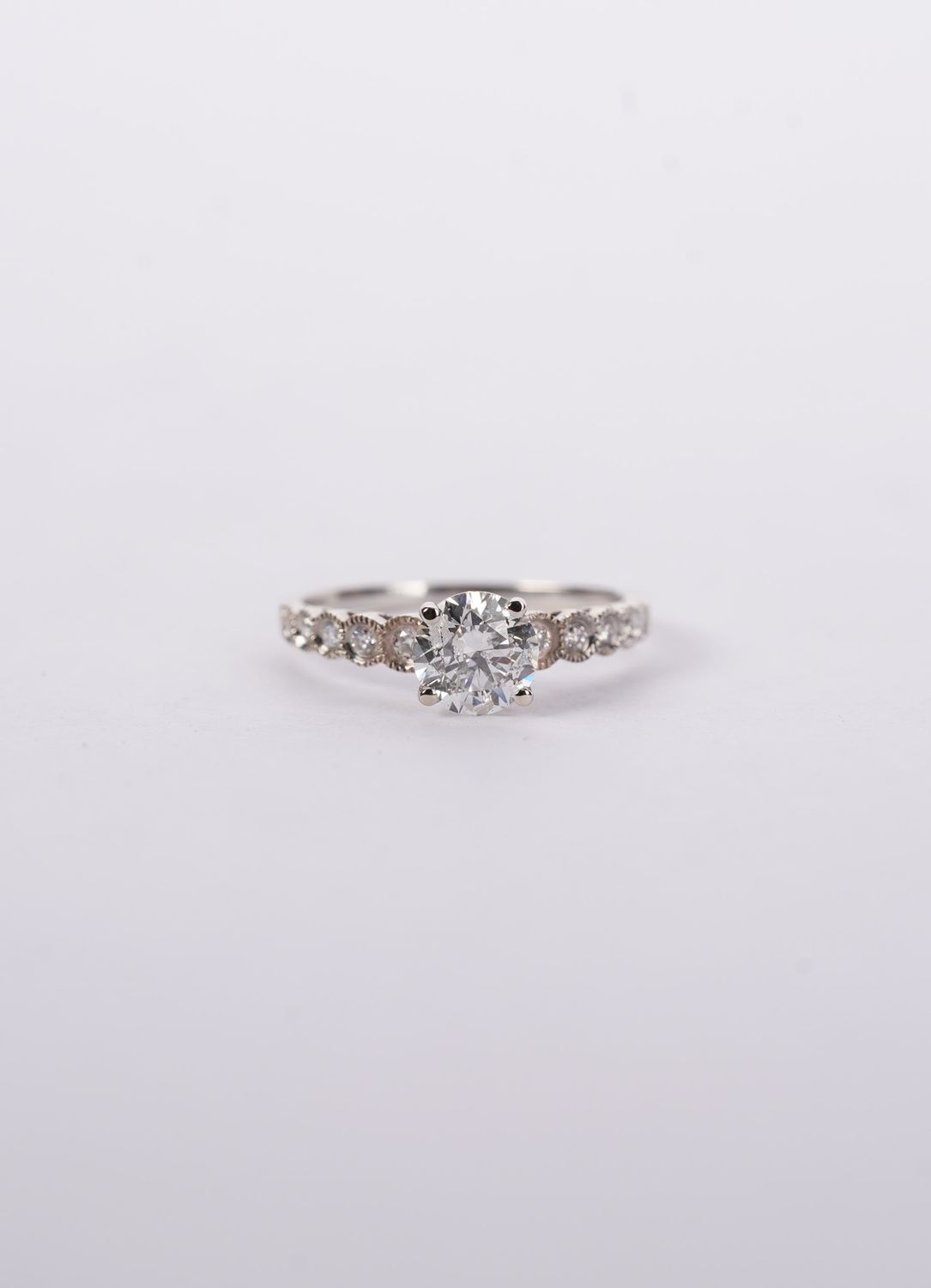 RTTX- 14KW 1.6g 1.19ctw (1.04ctr) J/I2 Round Diamond Engagement Ring (size 6.5)